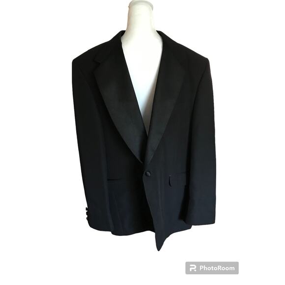 BARASSI DONI‎ Men's 48 L Solid  Black 100% Polyester Suit Jacket - Picture 1 of 14